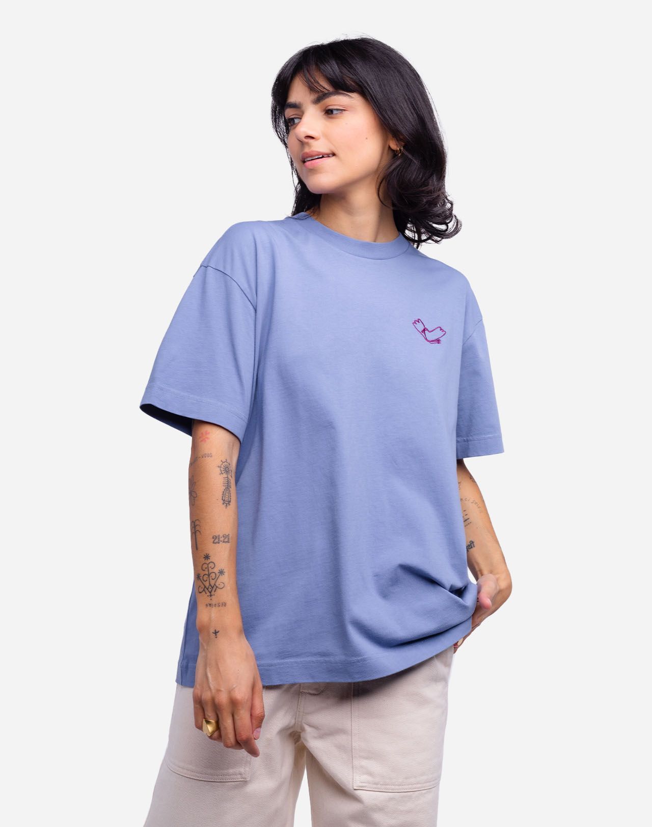 Oversized azure blue Passarinho t-shirt